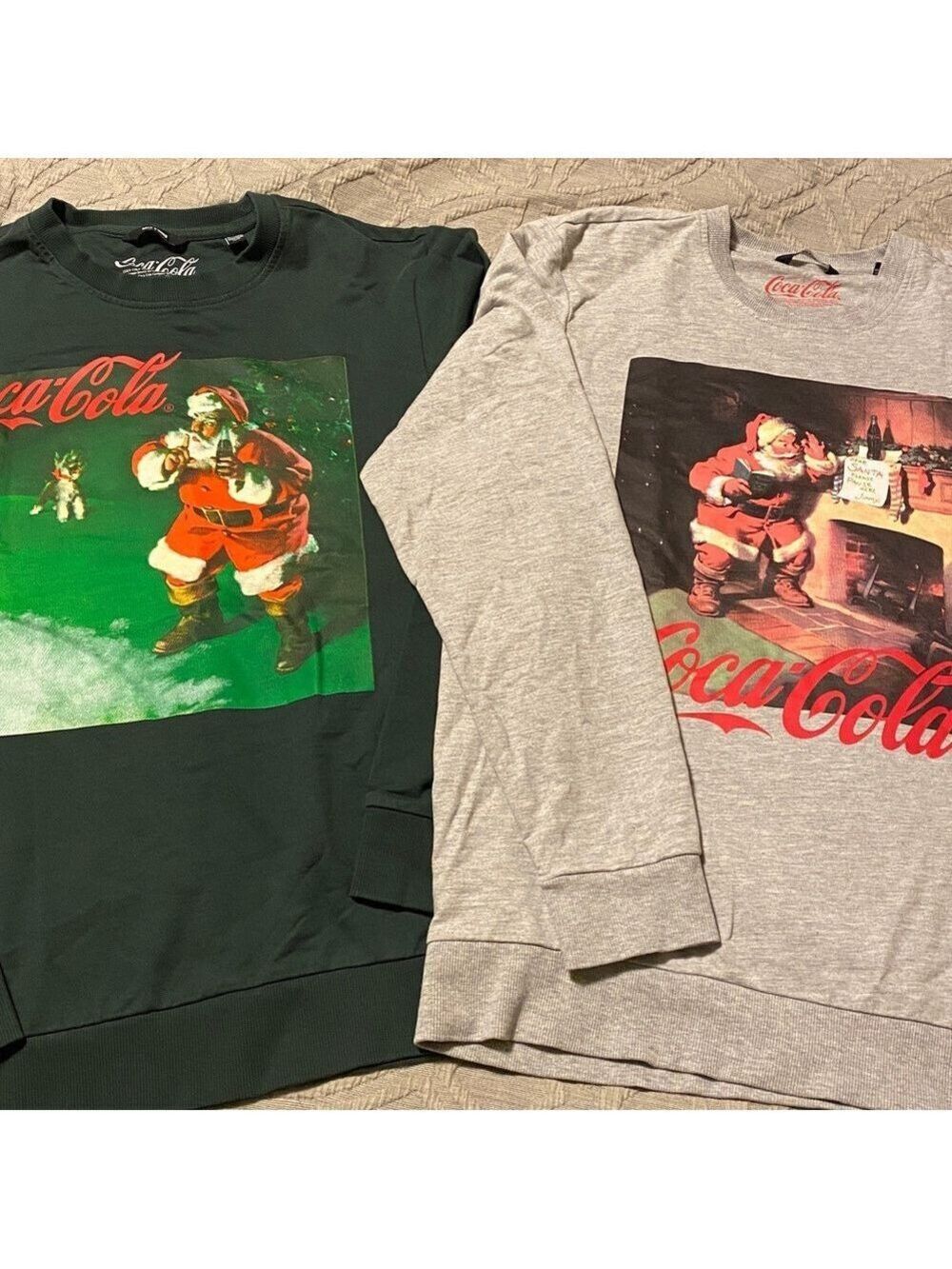 NWOT Only Sons GREY Coca Cola Santa top. medium